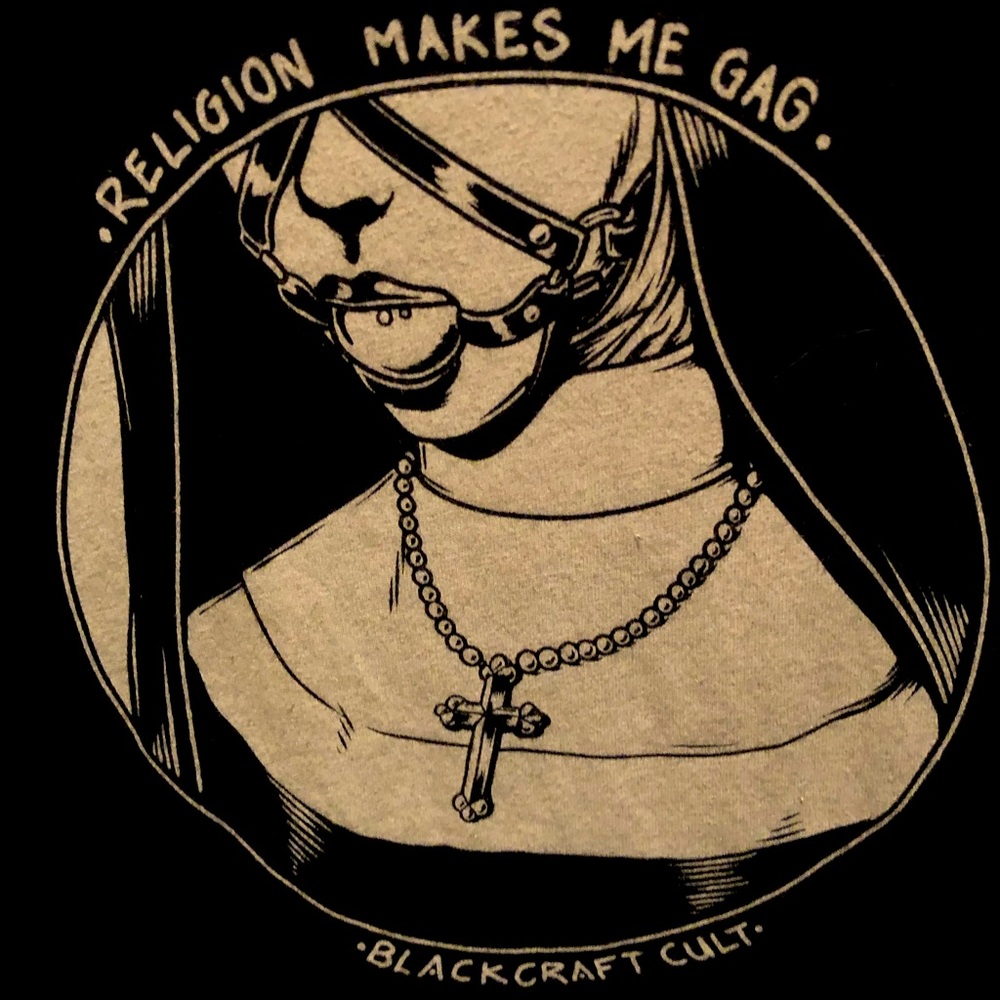 Religion Makes Me Gag - Black Craft Tee Size M